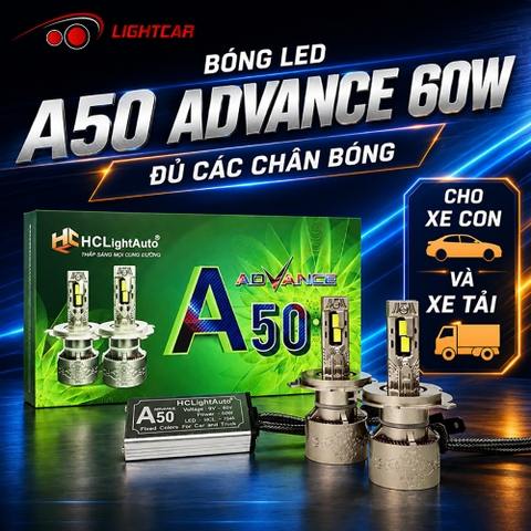 Đèn Led A50 Advance 60W Đủ Các Chân Bóng , Cho Xe Con Và Xe Tải