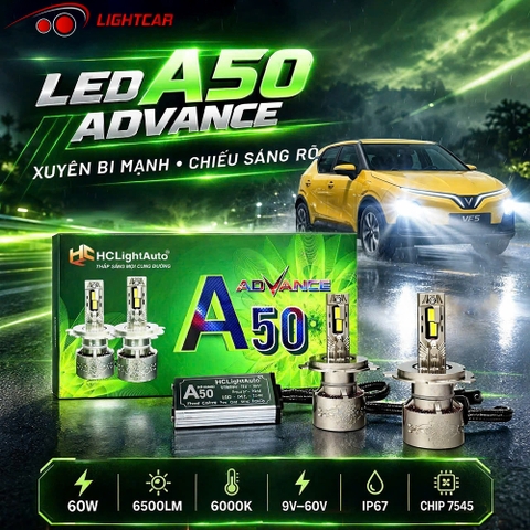 Đèn Led A50 Advance 60W Đủ Các Chân Bóng , Cho Xe Con Và Xe Tải