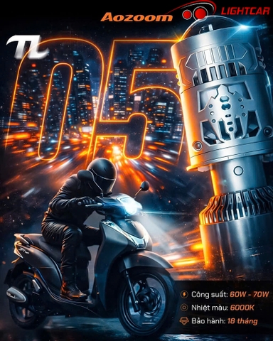 Led Bi Cầu Mini H4 Aozoom π05 , Bi Cầu Aozoom Pi05 Chính Hãng