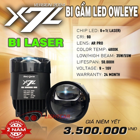 Bi Led Gầm Laser Chính Hãng Owleye Inexpen X7L Siêu Sáng , Nhiệt Màu 4800K
