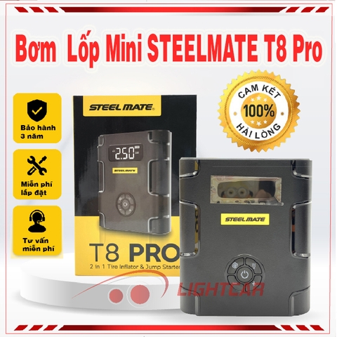 Bơm Lốp Mini Steelmate T8 Pro , Bơm Lốp Kiêm Kích Bình Loại Cao Cấp