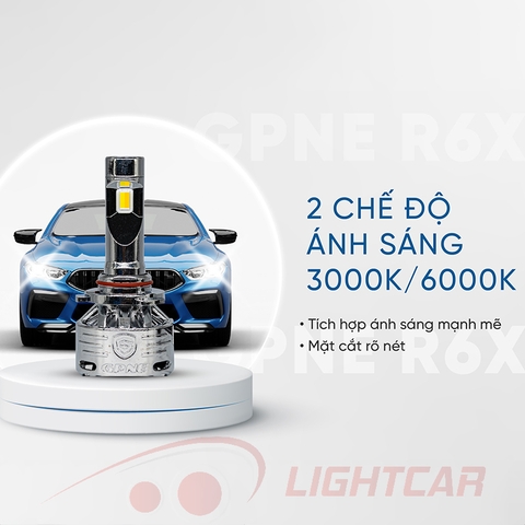 Bóng Led GPNE R6X 2 Chế Độ Màu Chân H11 Chính Hãng