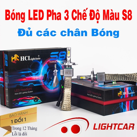 Bóng LED Pha 3 Chế Độ Màu S8 Siêu Sáng, Tản Nhiệt Lưới Nhôm