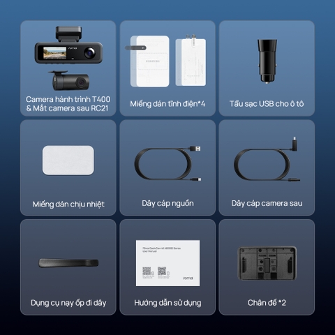 Camera Hành Trình 70mai T400 , 3 Mắt Ghi Hình Trước Sau Và Trong Xe