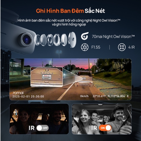 Camera Hành Trình 70mai T400 , 3 Mắt Ghi Hình Trước Sau Và Trong Xe