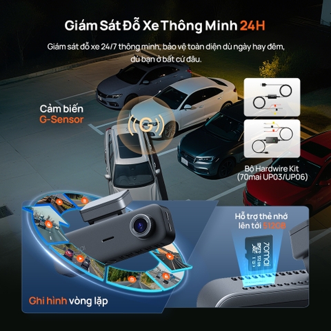 Camera Hành Trình 70mai T400 , 3 Mắt Ghi Hình Trước Sau Và Trong Xe