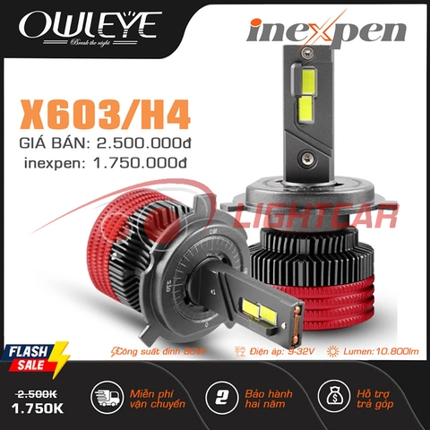 Đèn Led Owleye 80w Chân H4 INEXPEN X603 Cho Xe Con 12V Và Xe Tải 24V