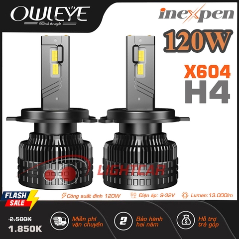 Đèn Led Owleye 120W Siêu Sáng Chân H4 INEXPEN X604 , Cho Xe Con Và Xe Tải 24V