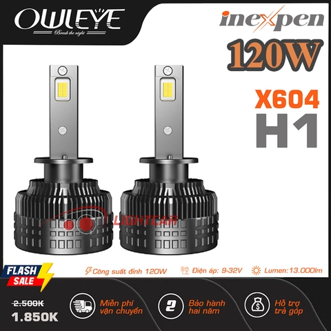Đèn Led Owleye 120W Siêu Sáng Chân H1 INEXPEN X604 , Cho Xe Con Và Xe Tải 24V
