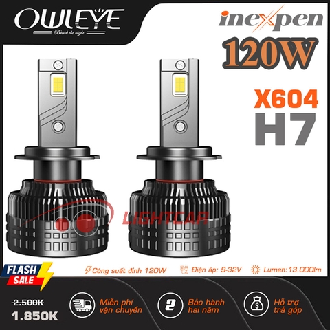 Đèn Led Owleye 120W Siêu Sáng Chân H7 INEXPEN X604 , Cho Xe Con Và Xe Tải 24V