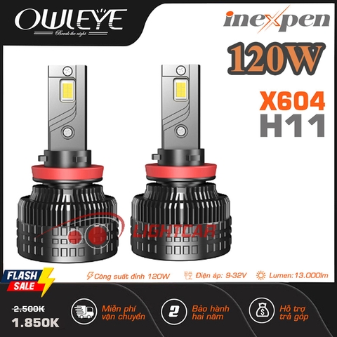 Đèn Led Owleye 120W Siêu Sáng Chân H11 INEXPEN X604 , Cho Xe Con Và Xe Tải 24V