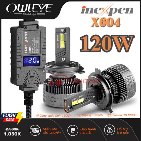 Đèn Led Owleye 120W Siêu Sáng Chân H4 INEXPEN X604 , Cho Xe Con Và Xe Tải 24V