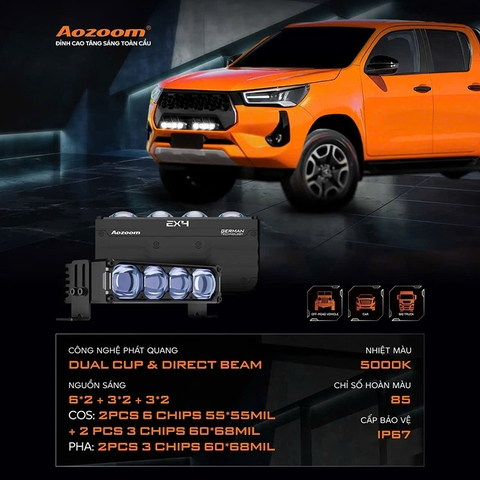 Đèn Bi Led Trợ Sáng AOZOOM EX4 Chính Hãng