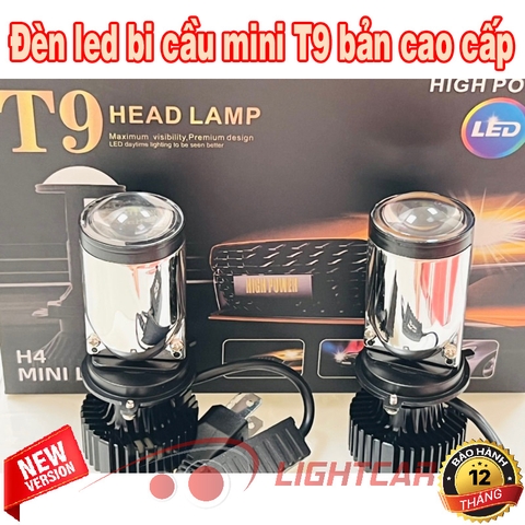 Đèn Pha Led Bi Cầu Mini T9 Cao Cấp H4 Bản 2024 Cho Ô Tô Xe Máy