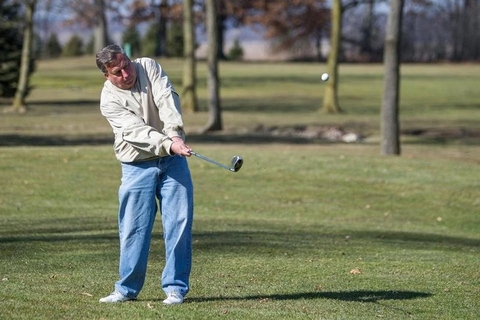 Answer: Can I play golf wearing jeans?