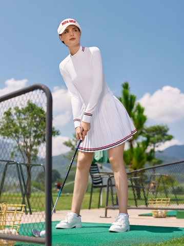 Alora Top - Women's Long-sleeved Golf Shirt (White)