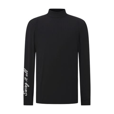 Edwin Golf Golf Men's Mock Neck T-Shirt, Long Sleeve, Black