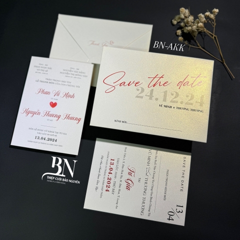 (BN-AK026) Thiệp Cưới Ánh Kim BN