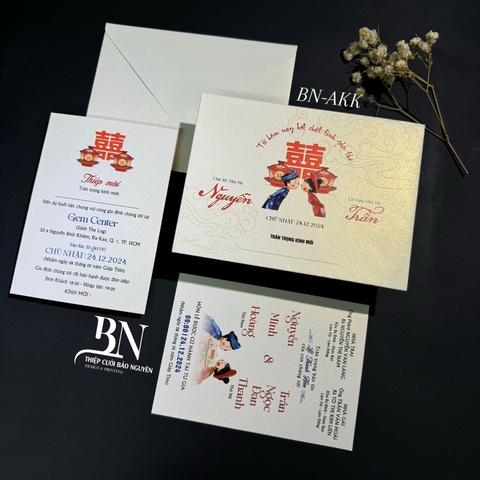 (BN-AK027) Thiệp Cưới Ánh Kim BN
