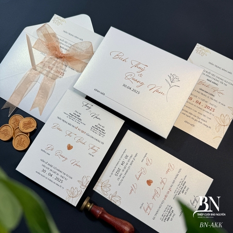 (BN-AK028) Thiệp Cưới Ánh Kim BN