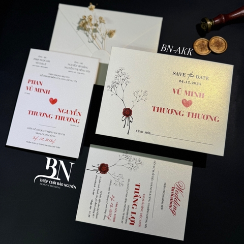 (BN-AK029) Thiệp Cưới Ánh Kim BN