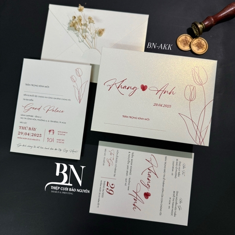 (BN-AK030) Thiệp Cưới Ánh Kim BN