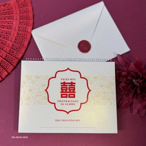 (BN-AK045-KEM) Thiệp Cưới Ánh Kim Ruột Rời