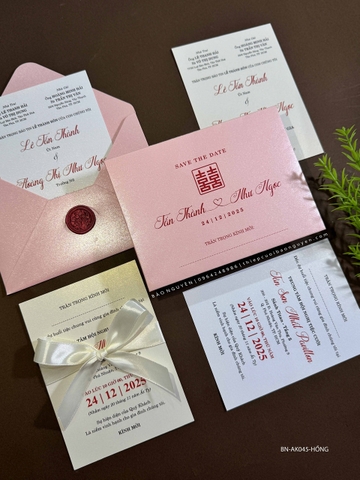 (BN-AK045) Thiệp Cưới Ánh Kim Thơm
