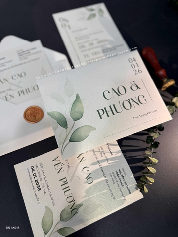 (BN-AK048) Thiệp Cưới Giấy Ánh Kim Thơm