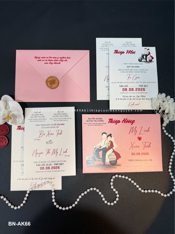 (BN-AK066) Thiệp Cưới Ánh Kim BN