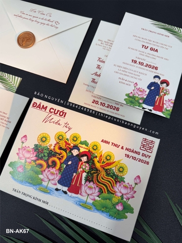 (BN-AK067) Thiệp Cưới Ánh Kim BN
