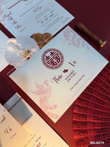 (BN-AK070) Thiệp Cưới Ánh Kim BN