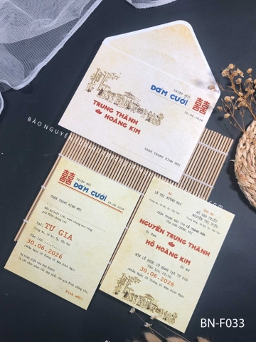 (BN-F033) Thiệp Cưới KTS Giấy Ford