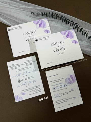 ( BN-GN41 ) Thiệp Cưới Giấy Gân Nhật Đơn Giản