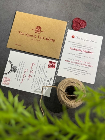 (BN-K051) Thiệp Cưới giấy Kraft cổ điển
