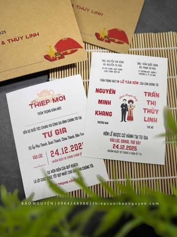 (BN-K055) Thiệp Cưới giấy Kraft cổ điển