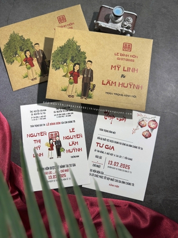 (BN-K056) Thiệp Cưới giấy Kraft cổ điển