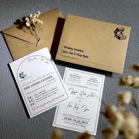 (BN-K30) Thiệp Cưới giấy Kraft cổ điển