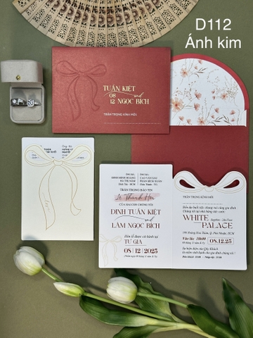 (D112) Thiệp Cưới Ép Kim Cao Cấp