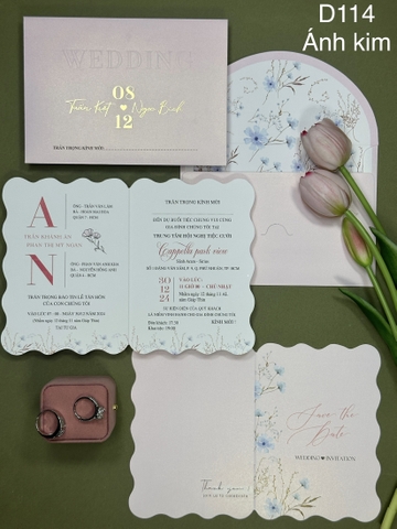 (D114) Thiệp Cưới Ép Kim Cao Cấp
