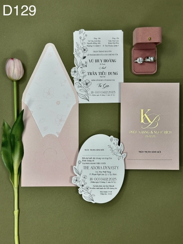 (D129-RUỘT RỜI) Thiệp Cưới Ép Kim Cao Cấp