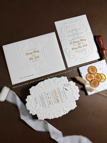 (DQ-BTN26-441) Thiệp cưới ép nổi cao cấp