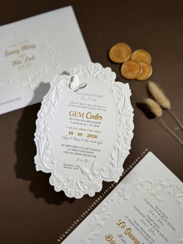 (DQ-BTN26-441) Thiệp cưới ép nổi cao cấp