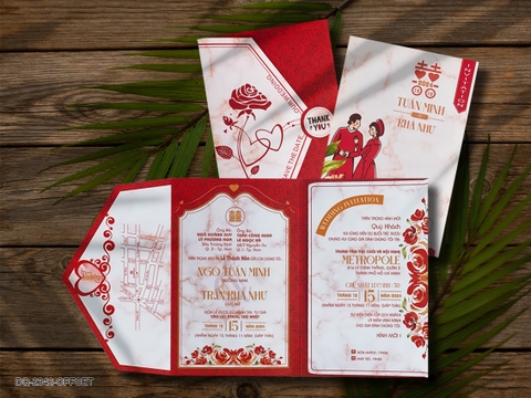 (DQ2342) Thiệp cưới hiện đại 3in1 giá rẻ