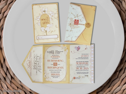 (DQ2343) Thiệp cưới hiện đại 3in1 giá rẻ