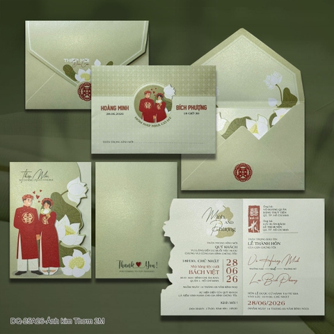 (DQ25A26) Thiệp cưới ánh kim hiện đại