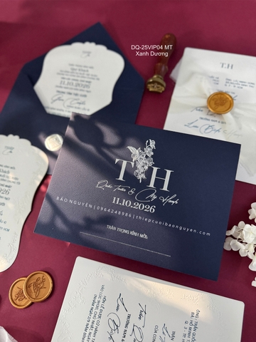(DQ25VIP04MT- xanhduong) Thiệp Cưới Cao Cấp 2026