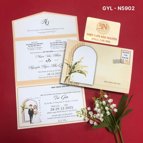 (GYL- N5902) Thiệp cưới 3IN1 giá rẻ