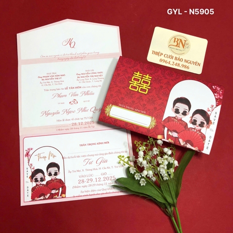 (GYL- N5905) Thiệp cưới 3IN1 giá rẻ
