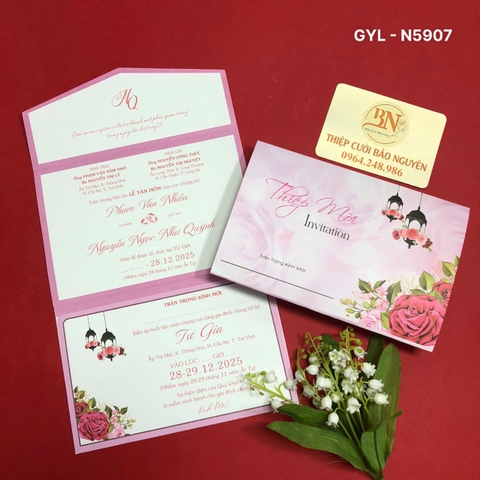 (GYL- N5907) Thiệp cưới 3IN1 giá rẻ
